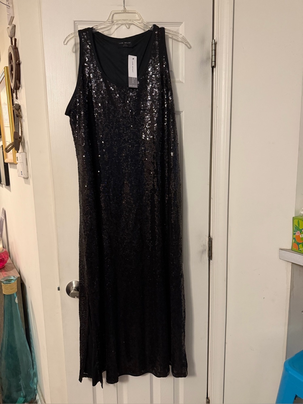 Lane Bryant Black Sequin Maxi Tank Dress